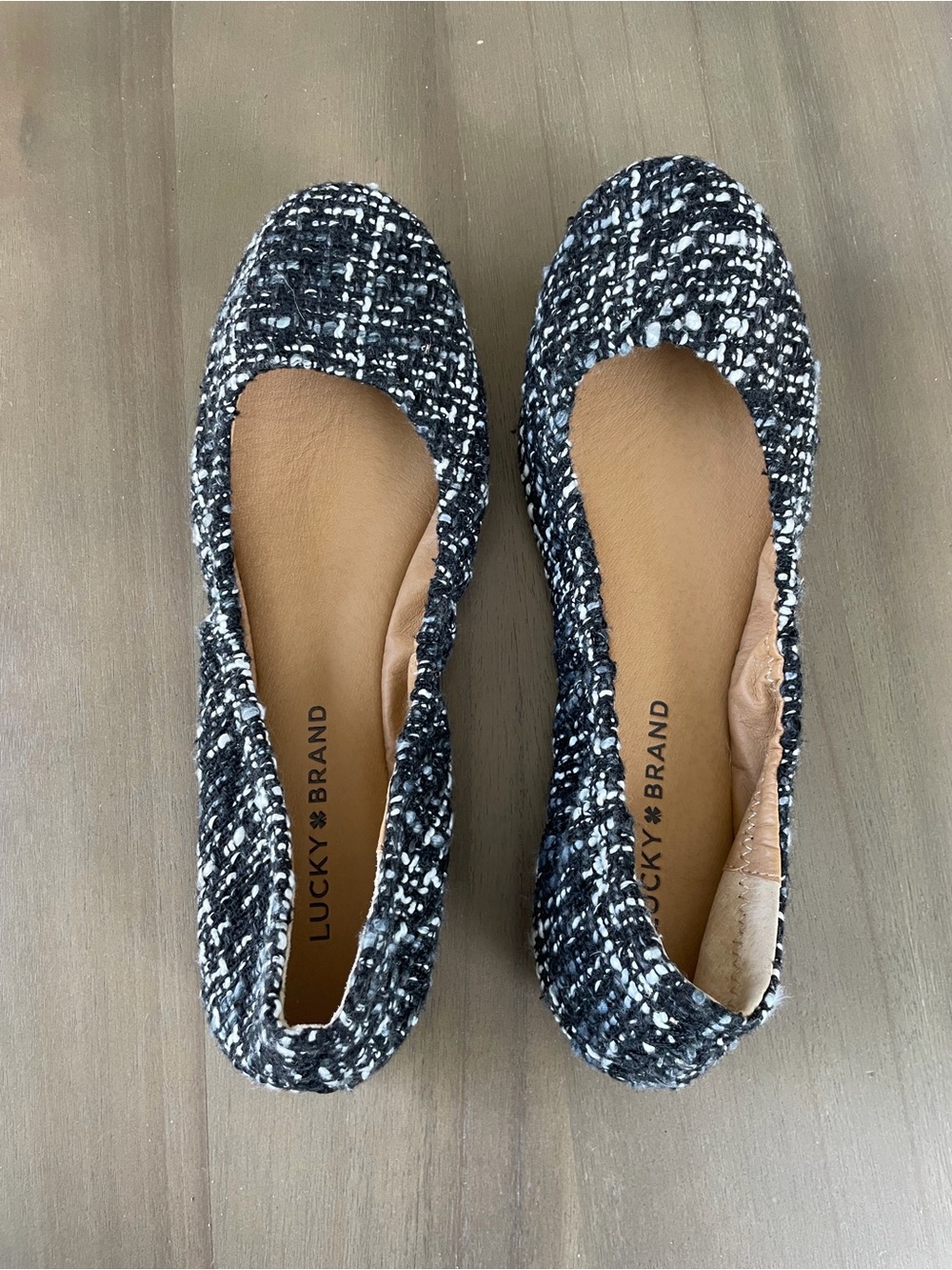 Lucky Brand Black & White Tweed Slip-On Ballet Flats